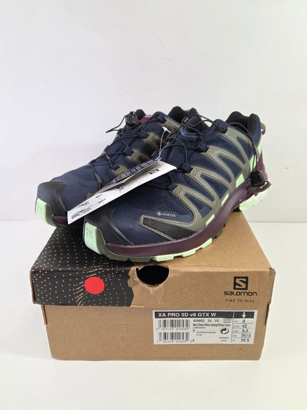 Salomon XA Pro 3D V8 GTX Hiking Shoes Womens 9.5 Blue NWT and Box